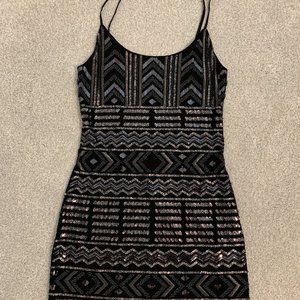 Express Beaded Sequin Mini Dress